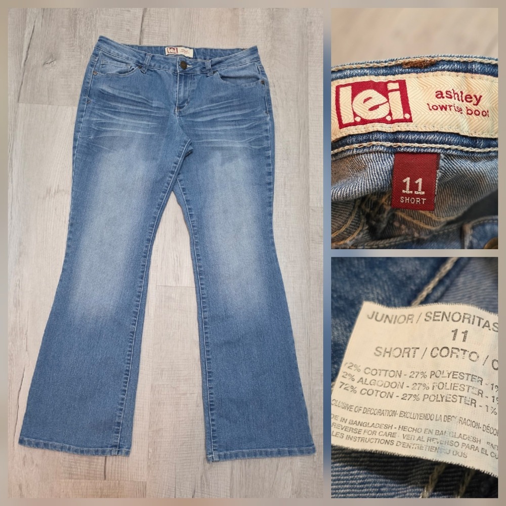 Y2k‎ Style LEI Ashley Lowrise Bootcut Jeans Size 11 W33 Blue Denim Stretch Flare